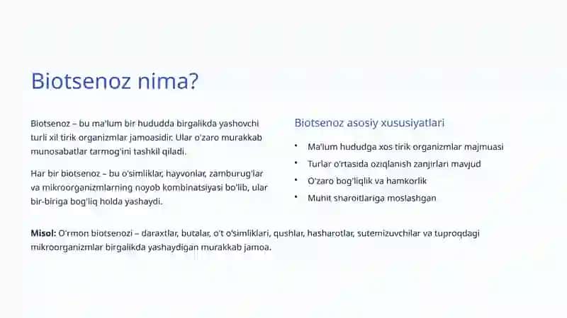 Biotsenoz va Ekotizim: Tabiatning Murakkab Dunyoqarashi 2
