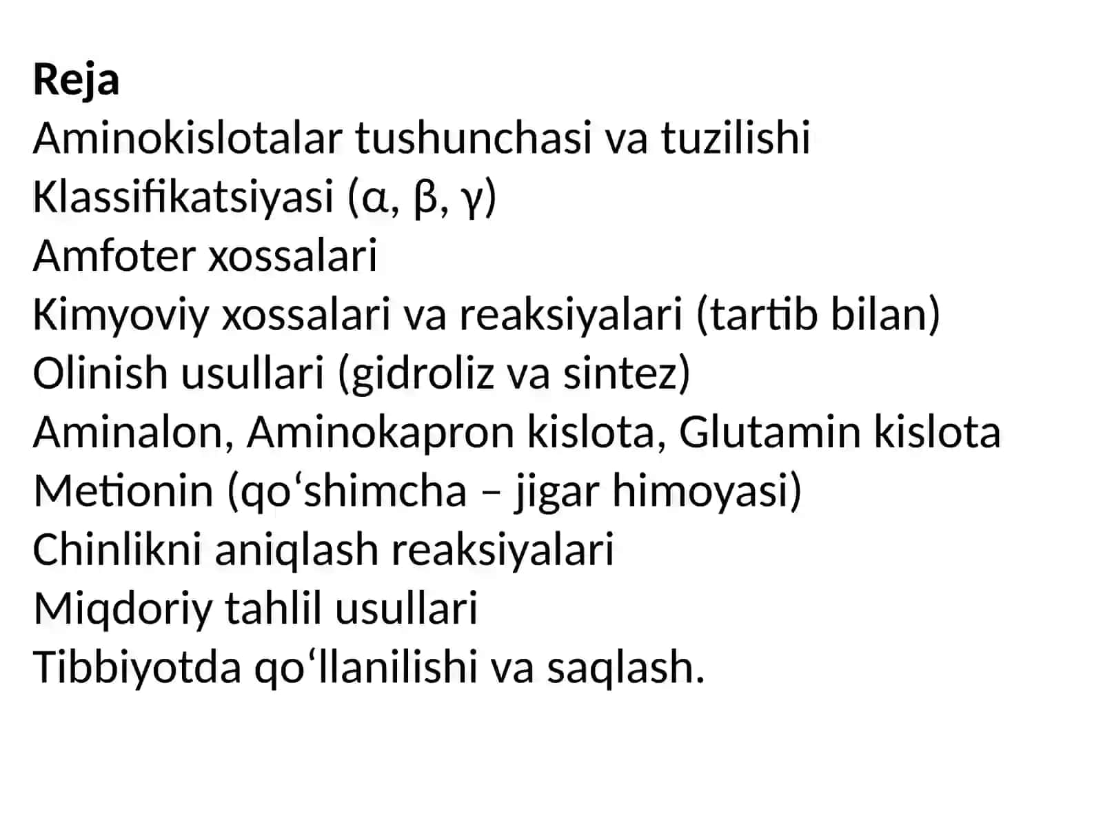 AMINOKISLOTALAR GURUHIGA KIRGAN DORI VOSITALARI TAHLILI 2