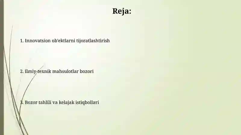 Ilmiy-texnik mahsulotlar bozori va innovatsiya ob'ektlarini tijoratlashtirish 2