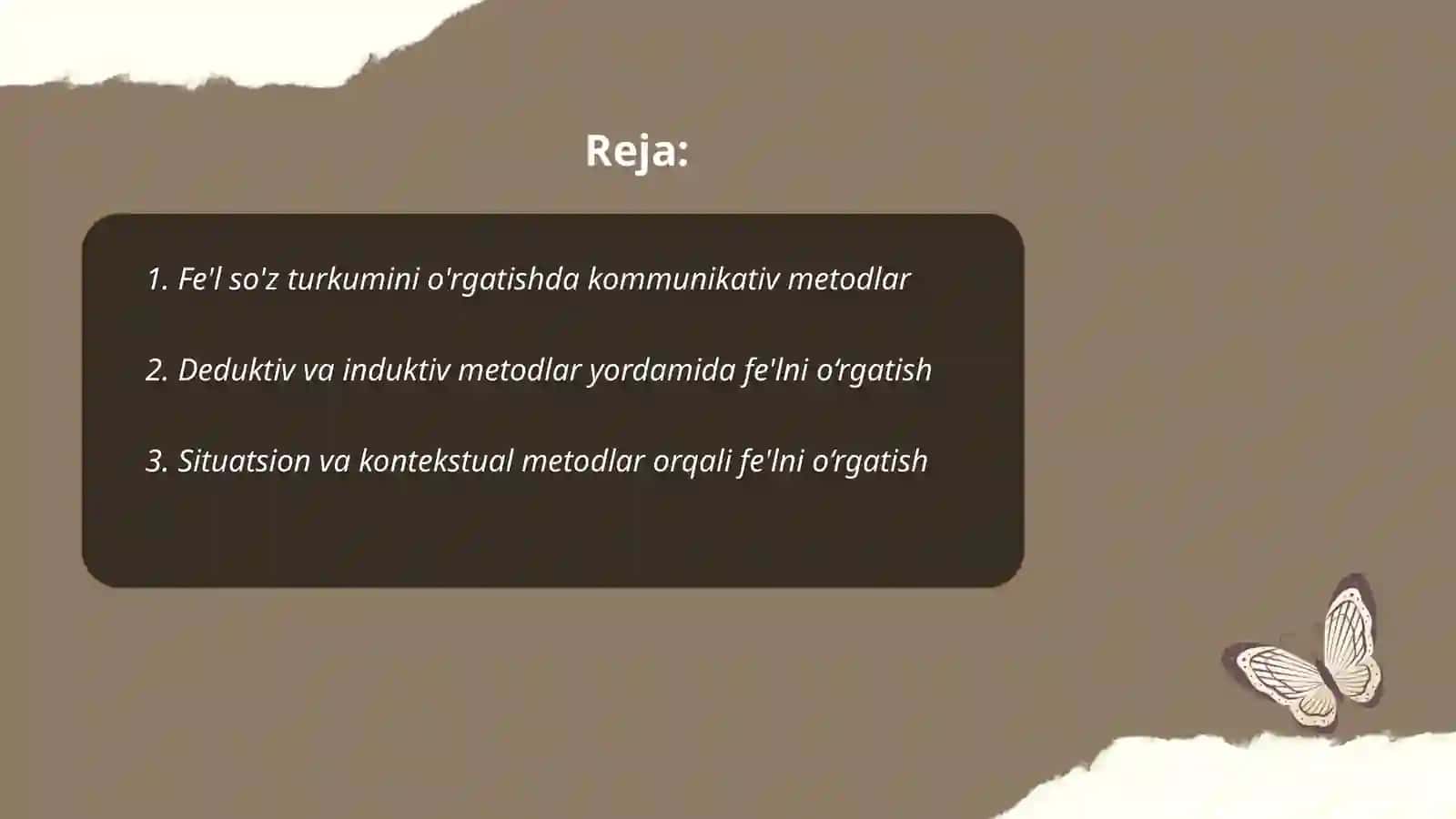 Fe'l so'z turkumini metodlar bilan o'tish 2