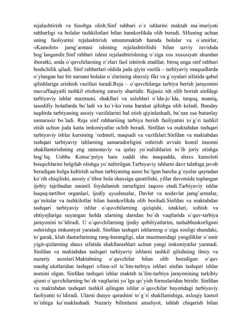 Boshlang'ich ta'limda sinf va maktabdan tashqari tarbiyaviy ishlarni amalga oshirishda ma'naviy va marifiy ishlar bo'yicha direktor o'rinbosarining ishlash metodikasi 2