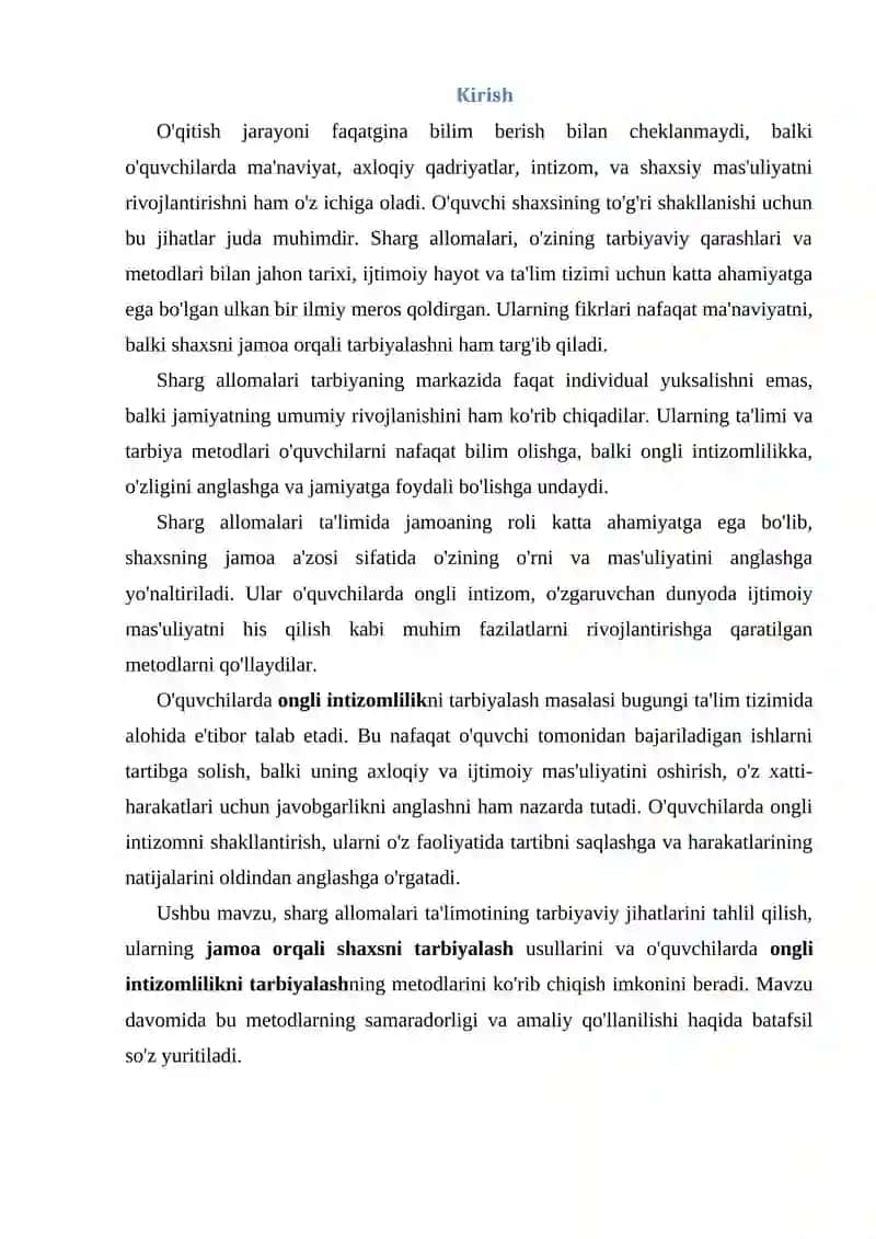 Sharg allomalarining tarbiya metodlari haqidagi fikrlari (Shaxsni jamoa orqal) 2