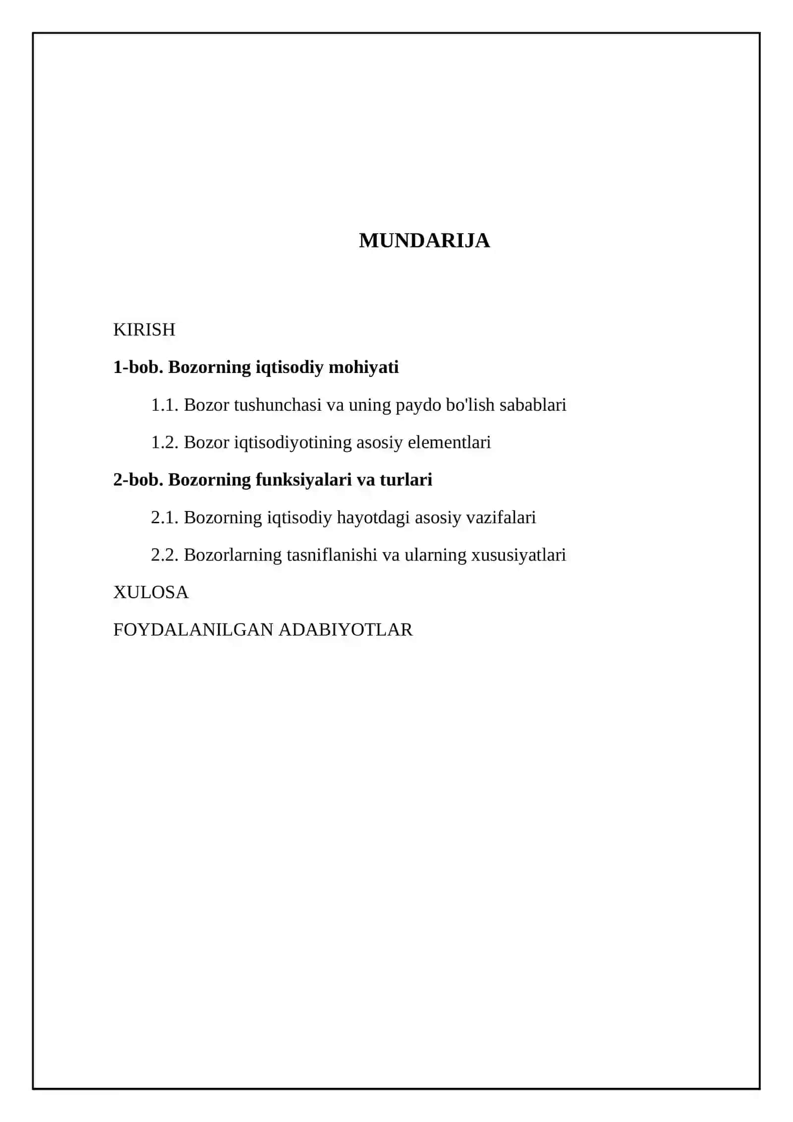 Bozorning iqtisodiy mazmuni,uning vazifalari va turlari 2