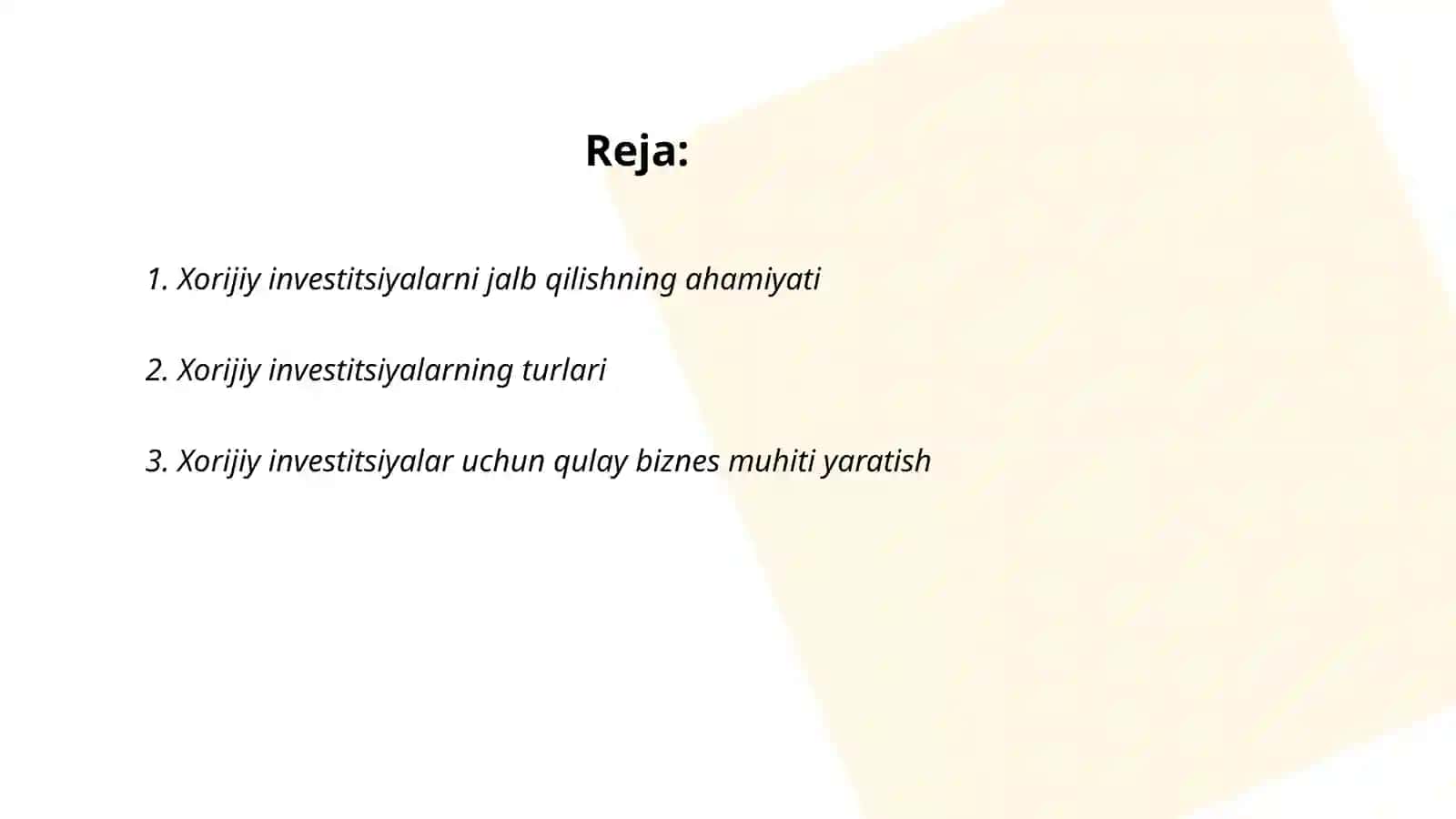 Xorijiy investitsiyalarga kirish 2