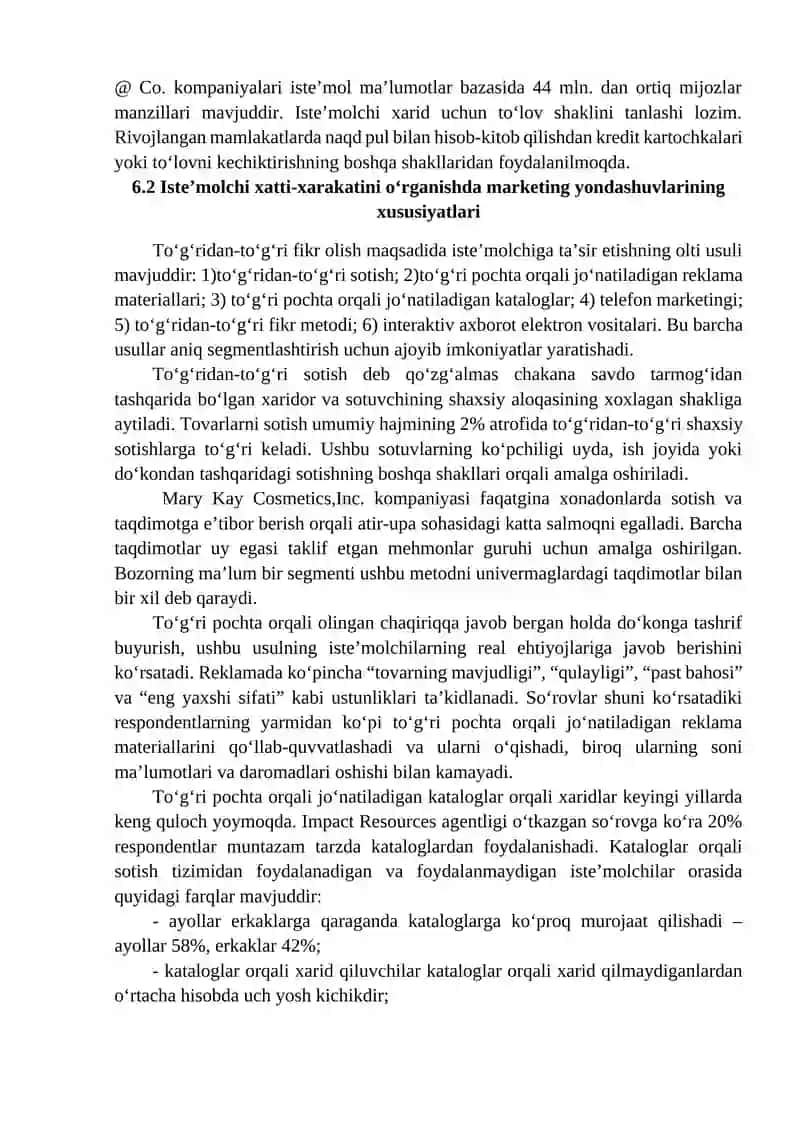 Isteʼmolchi va biznes, xaridorlar xulq-atvorini oʻrganish 2
