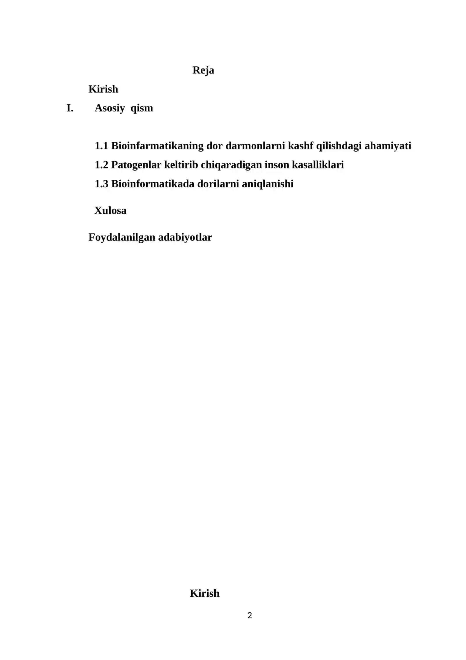 Dori vositalarini ishlab chiqishda bioinformatsion yondashuvlarning qo`llanilishi 2