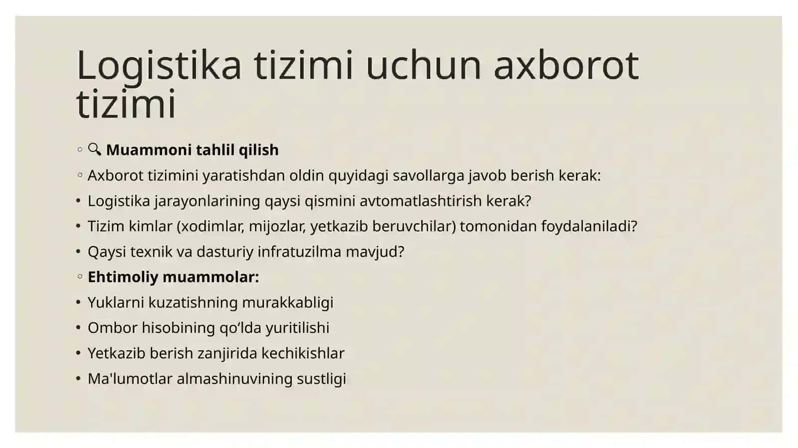Axborot tizimlarini ishlab chiqish 2