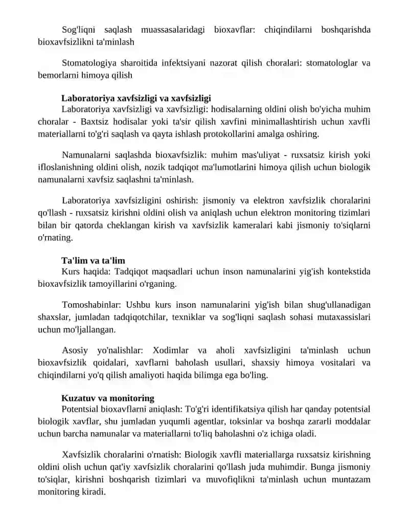 Inson Sogligida Saqlashda Bioxavfsilikni Taminlash 2
