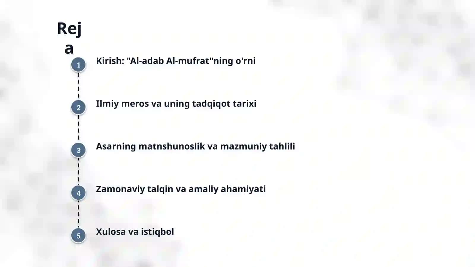 Imom Buxoriyni,,Al-adab Al-mufrat'' asarini talqin qilish 2