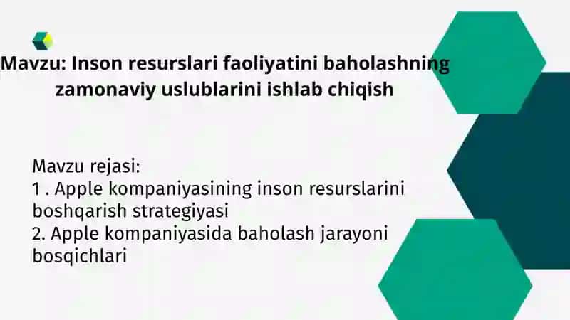 Apple kompaniyasining inson resurslarini boshqarish strategiyasi 2