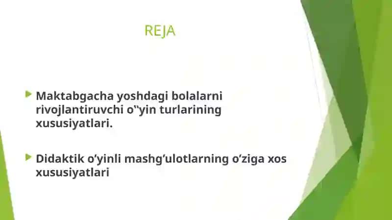 O’YIN TEXNOLOGIYASI FANIDAN TAYYORLANGAN  TAQDIMOT 2