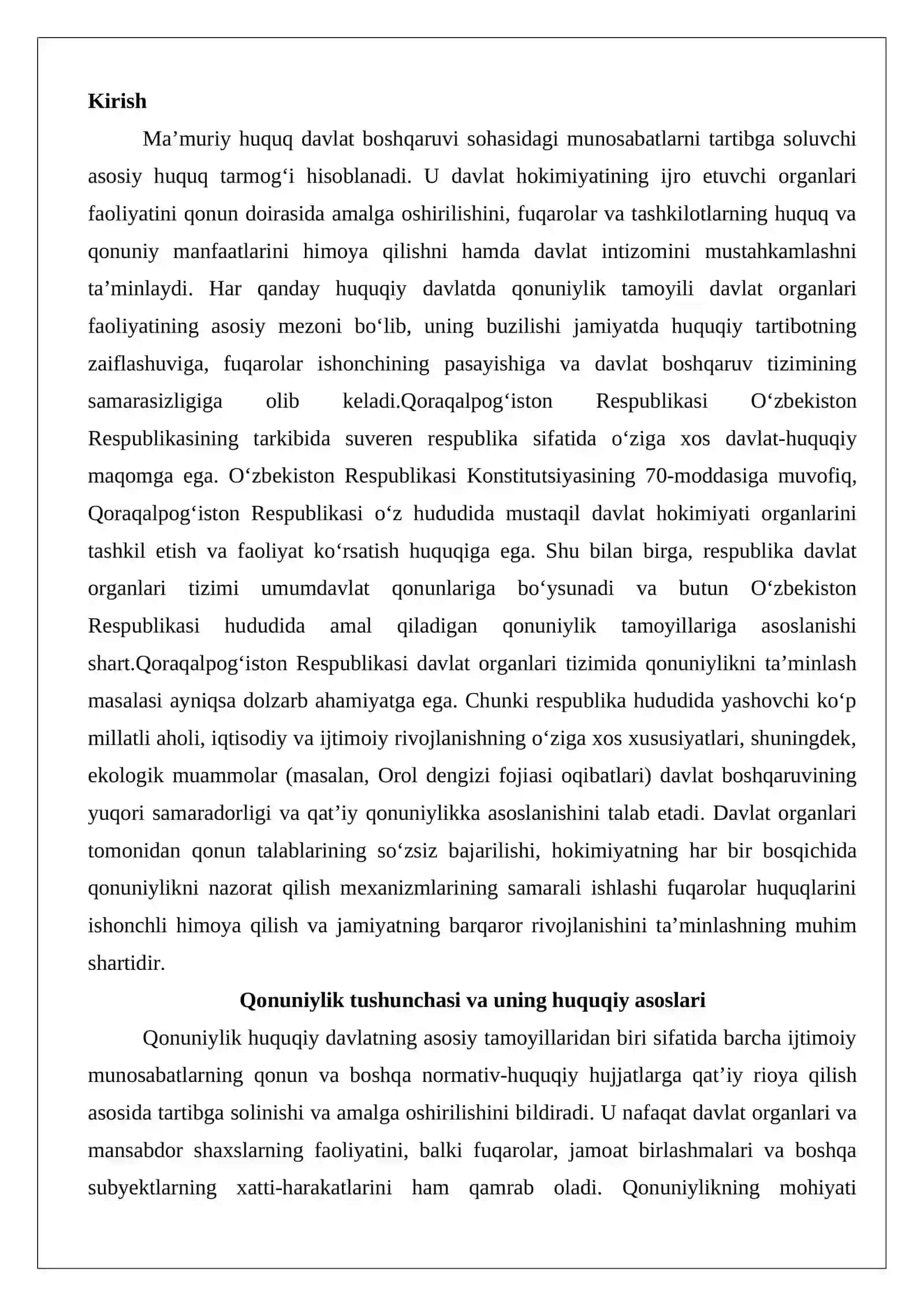 Qoraqalpog‘iston Respublikasi davlat organlari tizimida qonuniylikni ta’minlash 2