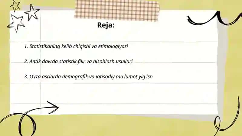 Statiskani paydo bo'lishi va rivojlanishi Sidiqova Muqaddasoy 2