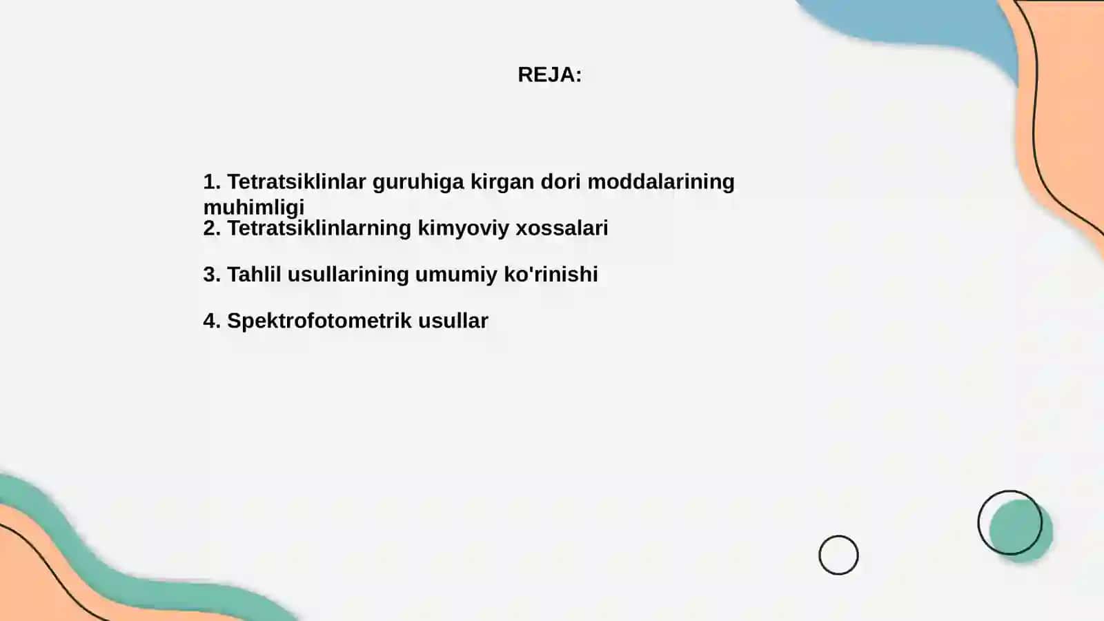 Tetratsiklinlar guruhiga kirgan dori moddalarining sifatini baholashda qo′llaniladigan tahlil usullari 2