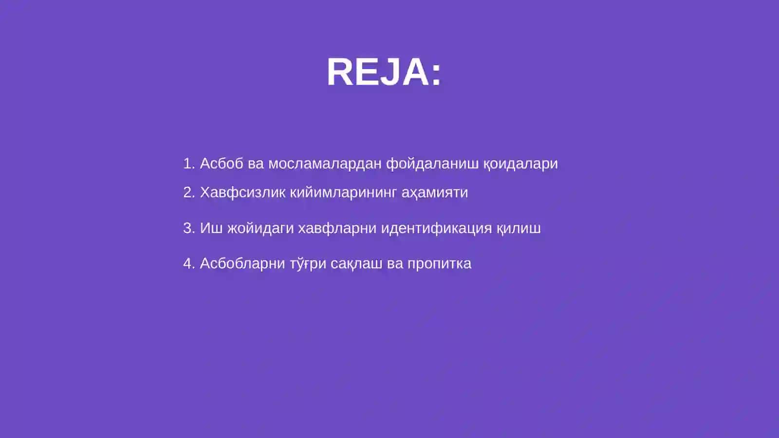 Асбоб ва мосламалар билан ишлаганда хавфсизлик коидалари 2