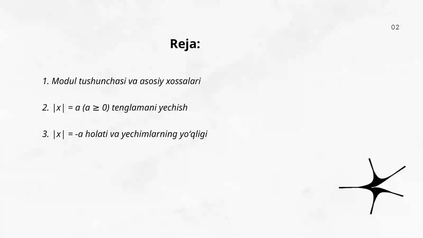 Modulli tenglama va tengsizliklar 8-sinf 2