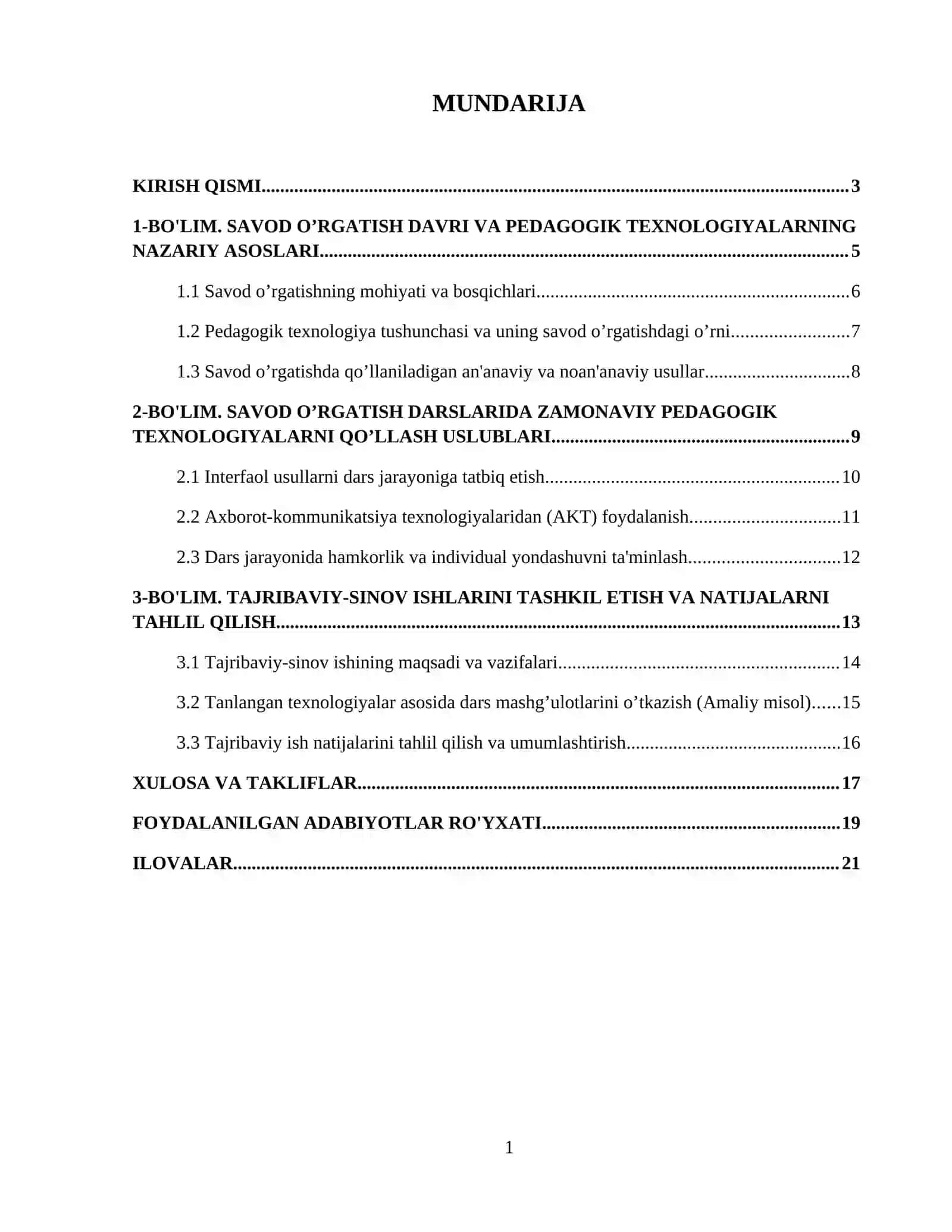 Savod oʼrgatish davri darslarida pedagogik texnologiyalardan foydalanish. 2