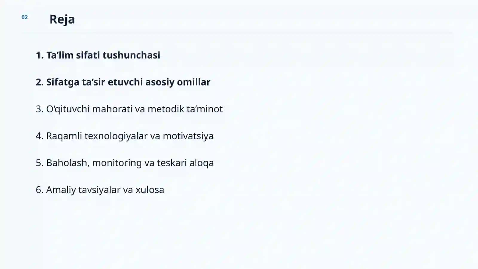 Ta’lim sifatini oshirish omillari 2