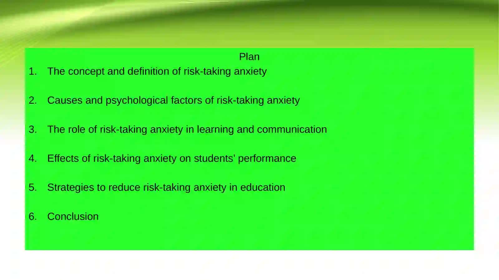 Risk-taking anxiety in education 2