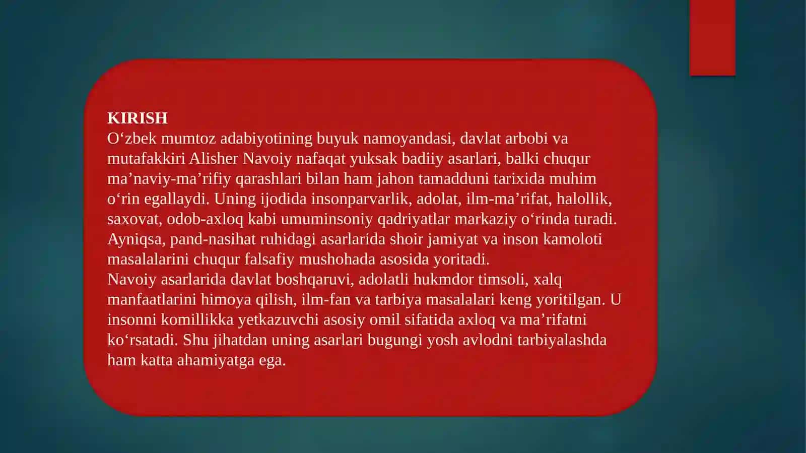 Alisher Navoiyning pand-nasihat mazmunidagi asarlarida ifodalangan ijtimoiy-siyosiy, axloqiy-ta’limiy qarashlar 2