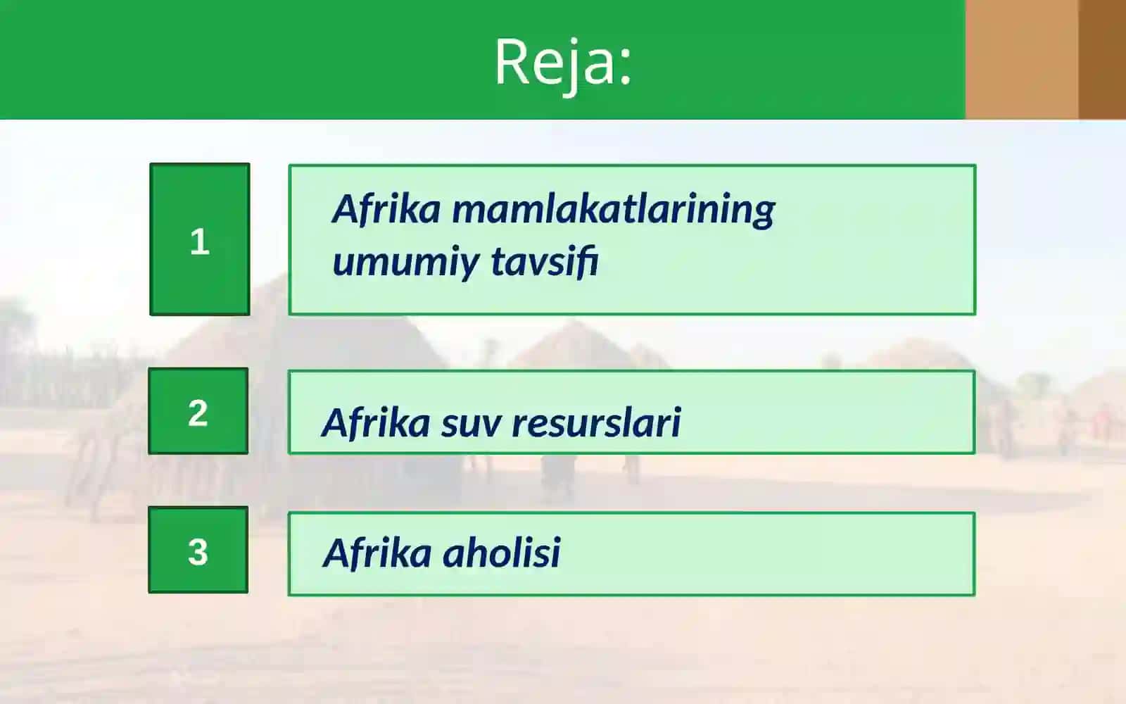 Afrika mamlakatlarining umumiy tavsifi vatabiiy demografik salohiyati 2