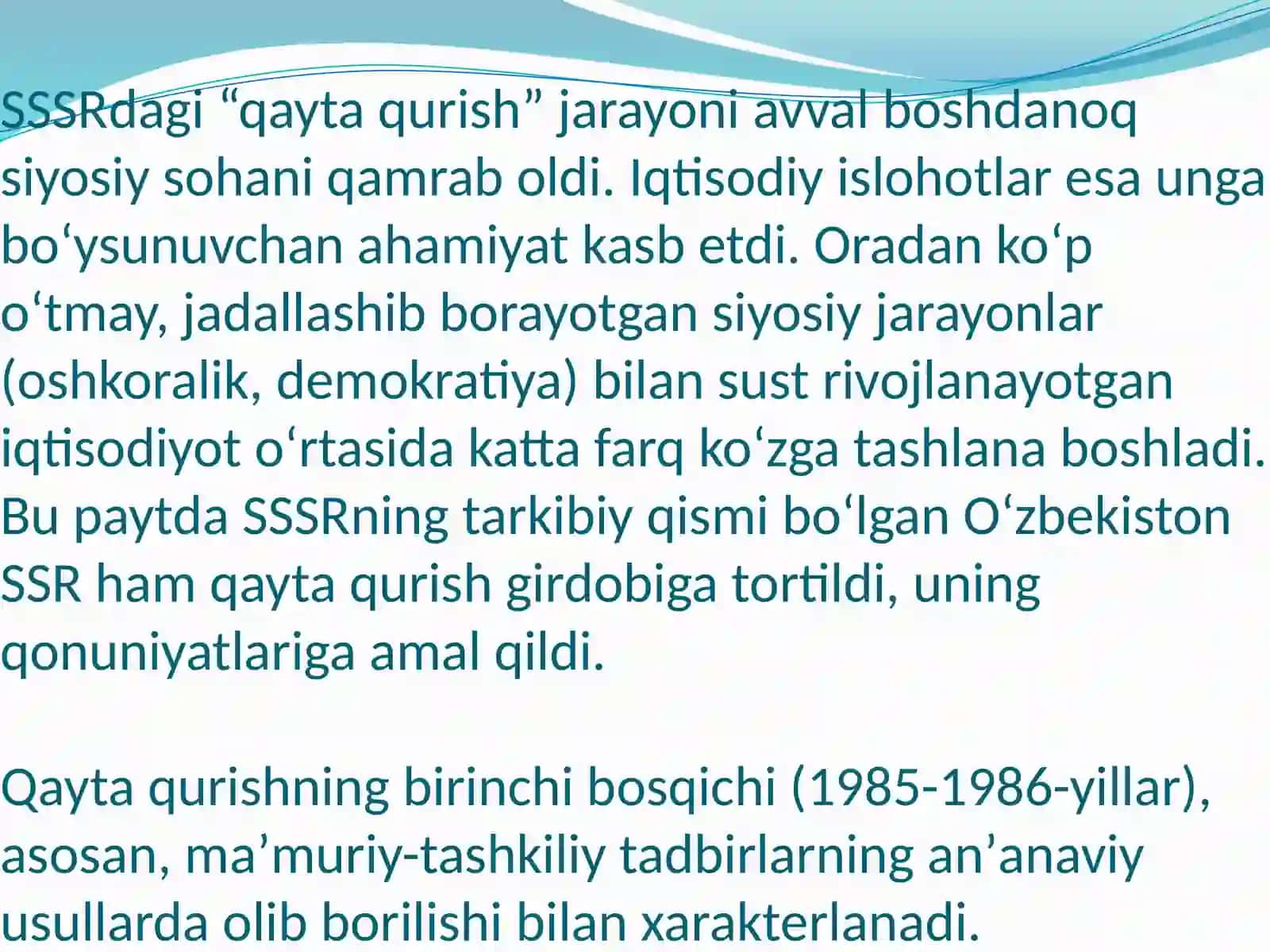 O‘zbekistondagi ijtimoiy siyosiy jarayonlar 2