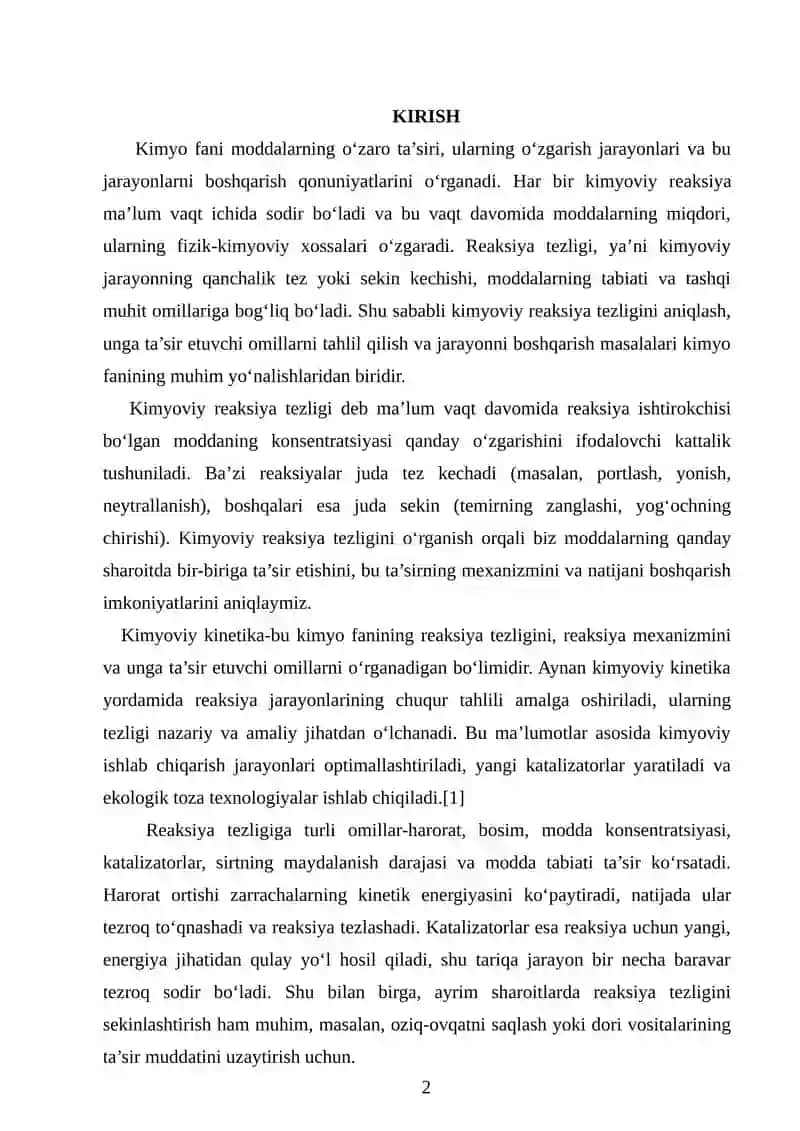 KIMYOVIY REAKSIYA TEZLIGI VA REAKSIYA TARTIBINI ANIQLASH USULLARI 2