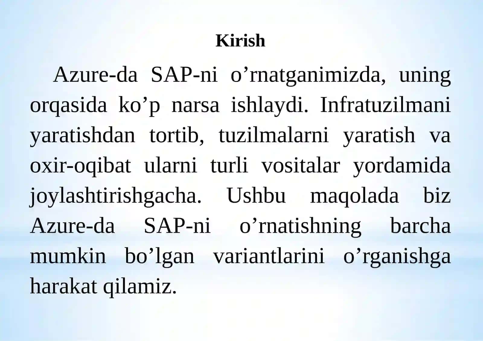Azure-da SAP-ni o’rnatishning mumkin bo’lgan variantlari 2