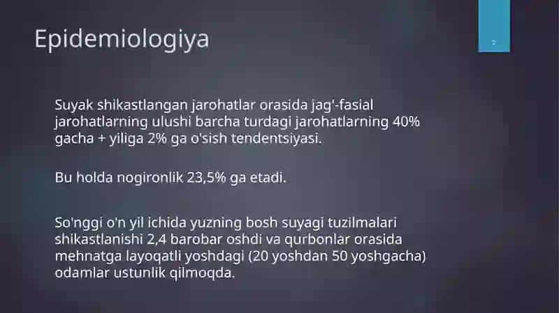 Yuz-jag' sohasining travmatik shikastlanishlarining rentgen diagnostikasi 2