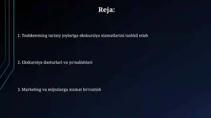 Ekskursiya xizmatlarini tashkil etish 2