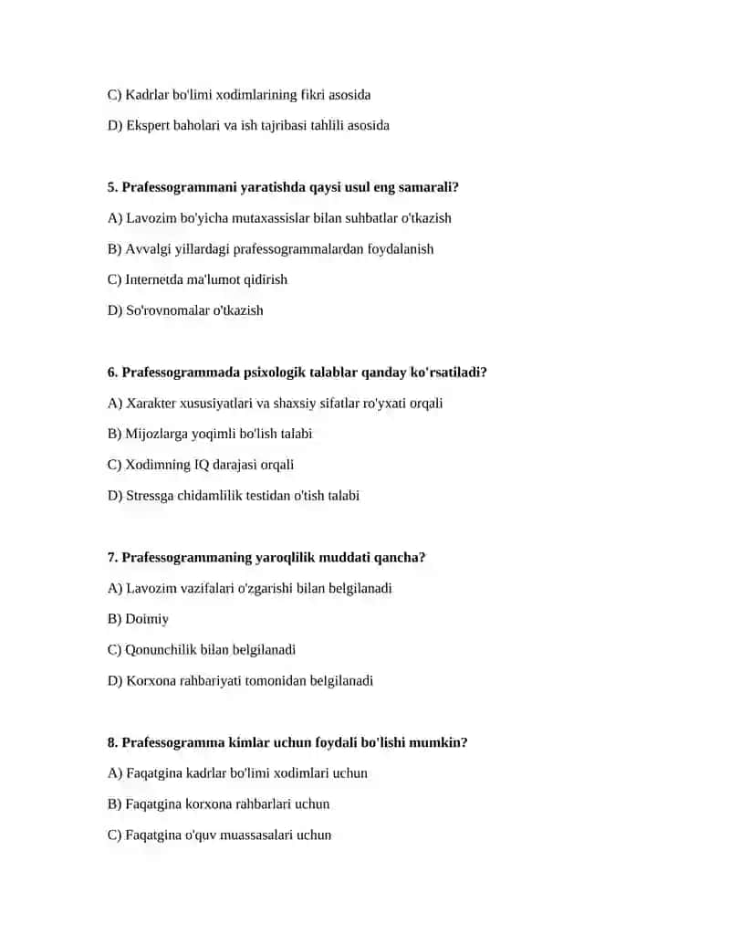 Prafessogrammaning tuzilishi va oʻziga xos xususiyatlari 2