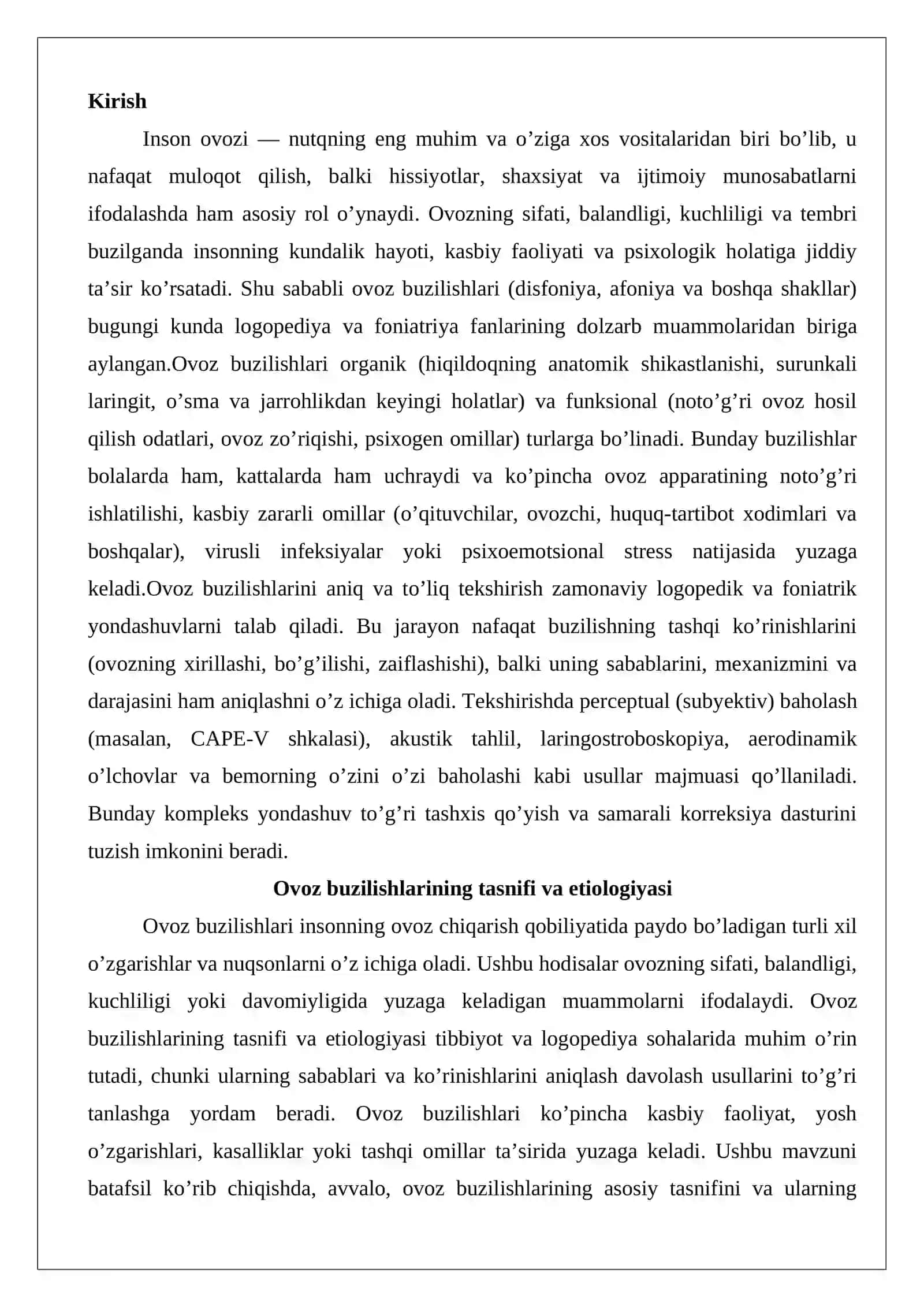 Ovoz buzilishlarini tekshirish metodikasi 2