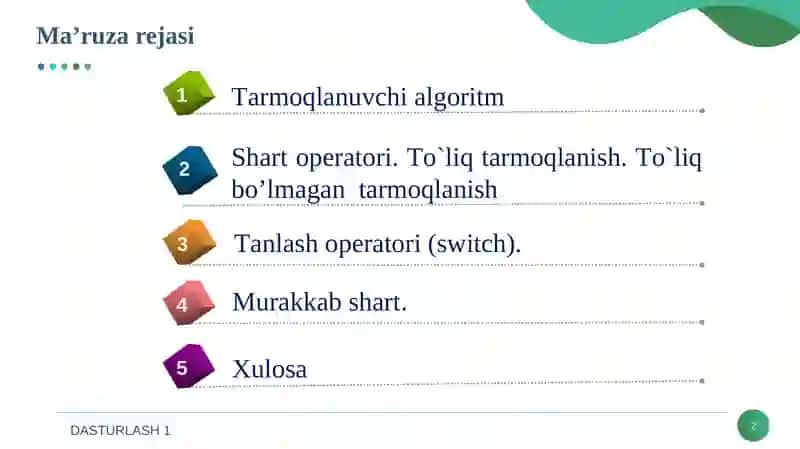 TARMOQLANUVCHI JARAYONLARNI TASHKIL ETISH 2