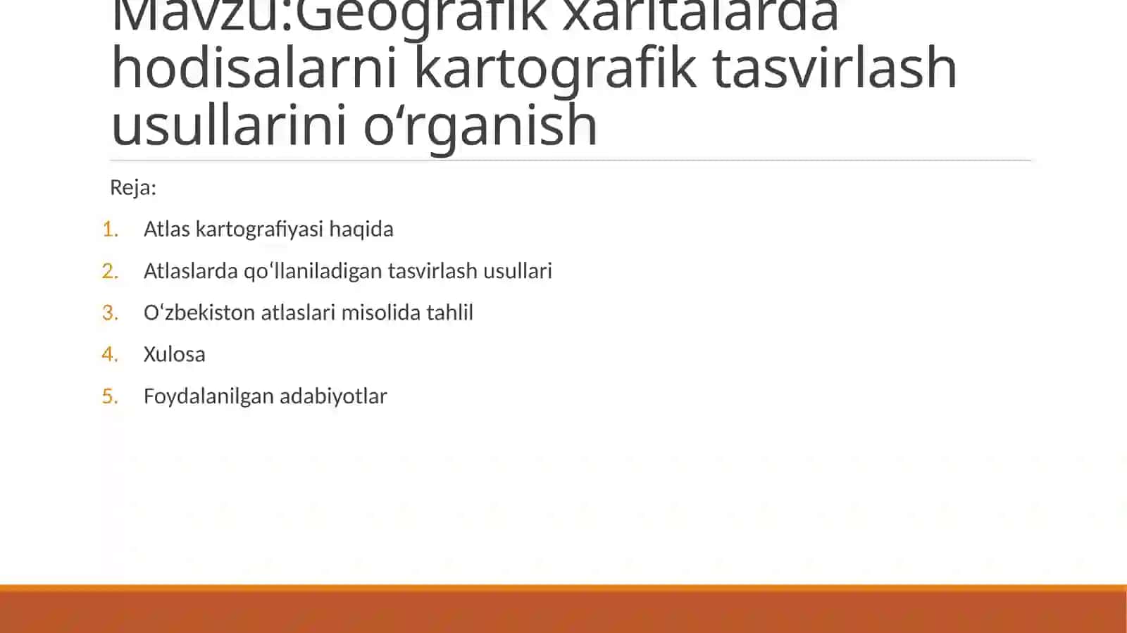 Geografik xaritalar dahodisalar ni kartografik tasvirlash usullari 2
