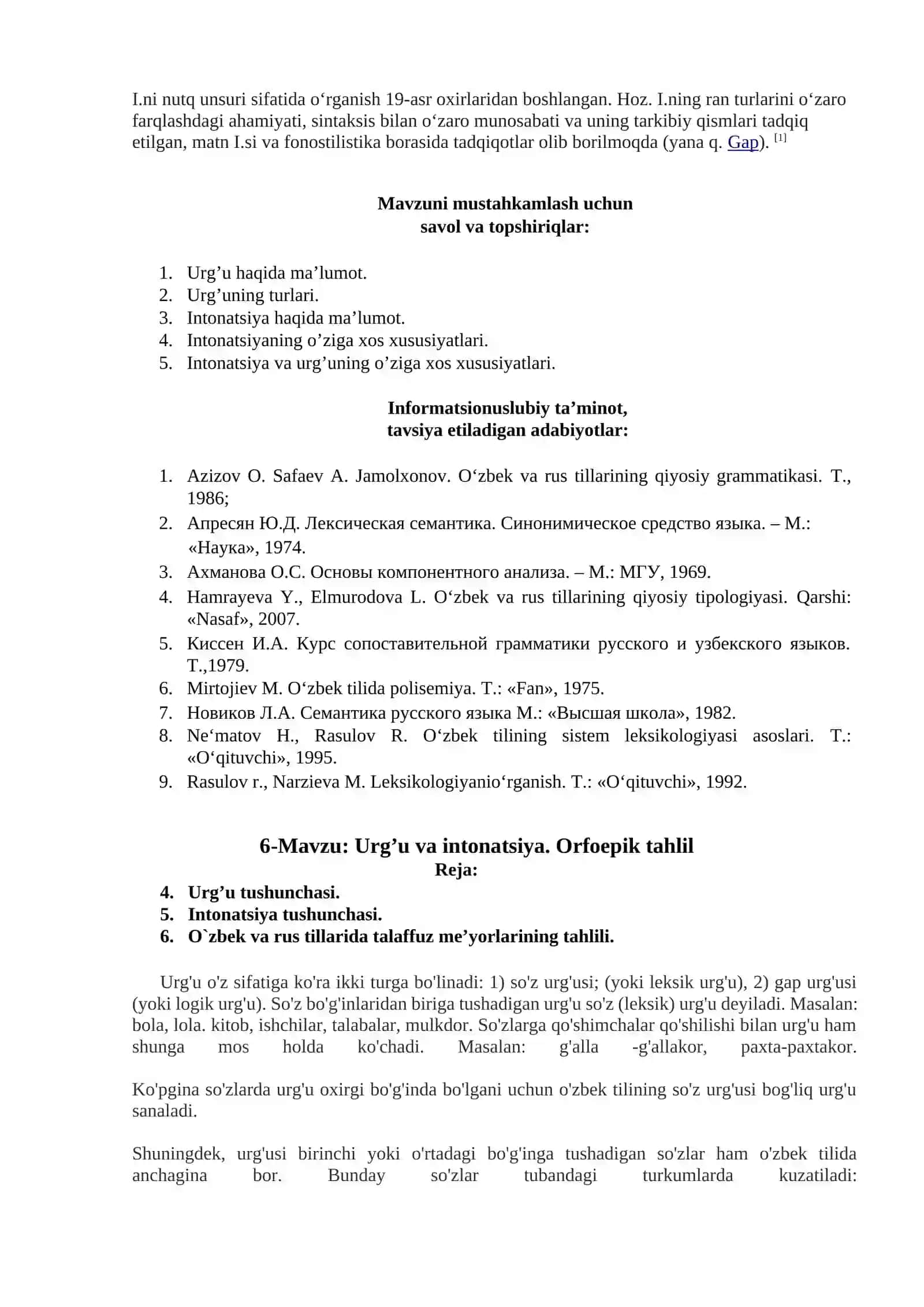 Urg’u va intonatsiya 2