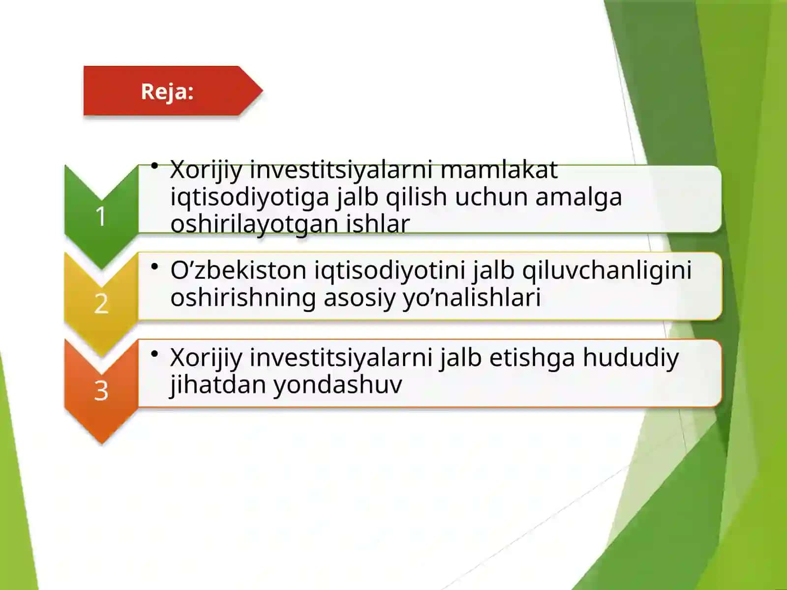 Xorijiy investitsiyalar bilan O'zbekiston iqtisodiyoti 2