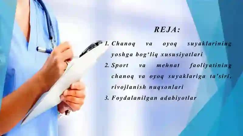 Chanoq suyagining yoshga nisbatan xususiyatlari. Sport va mehnat faoliyatining chanoq va oyoq tasiri. Rivojlanish nuqsonlari 2