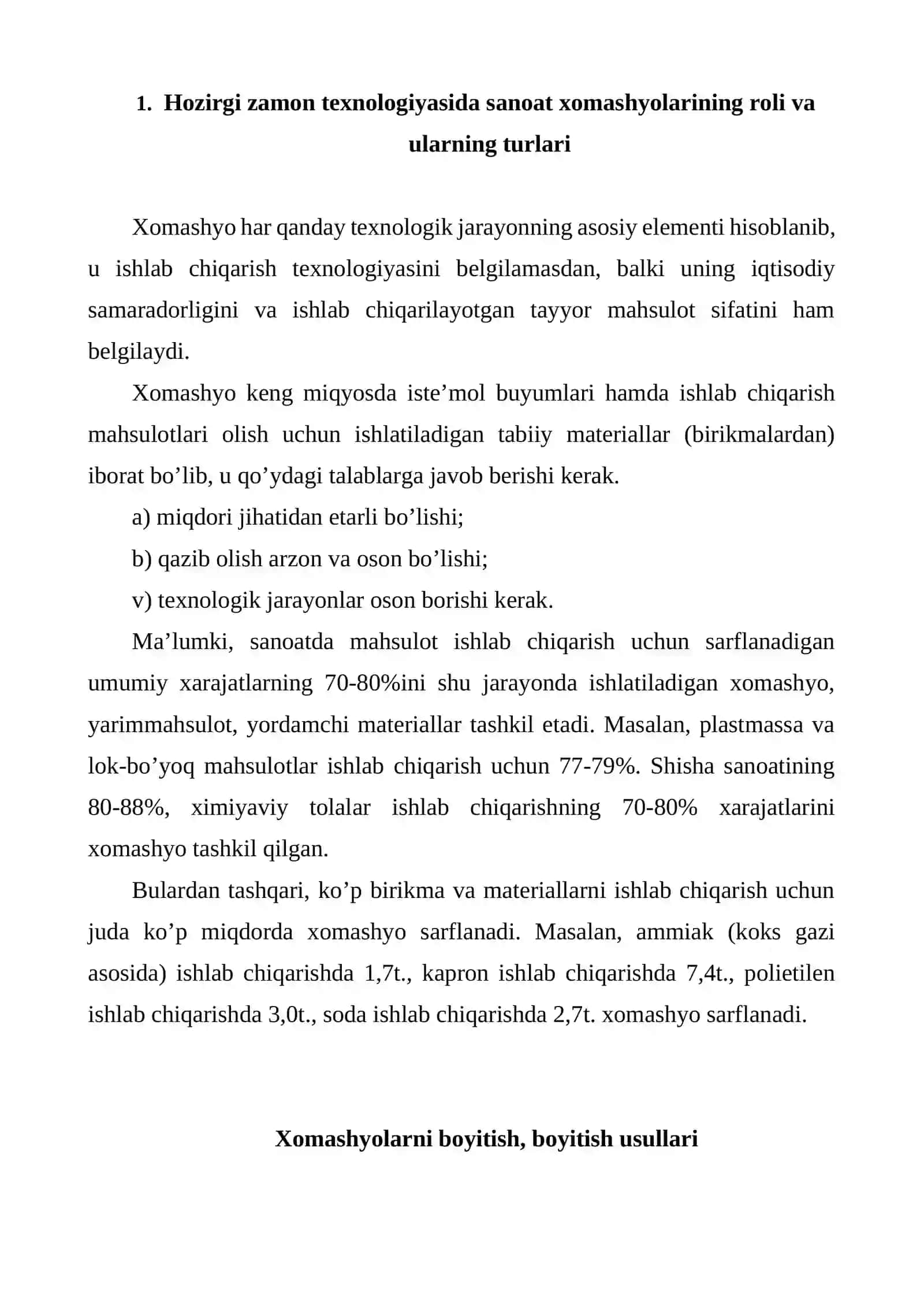 SANOATDA ISHLATILADIGAN XOMASHYOLAR, ENERGIYA, SUV VA HAVO 2