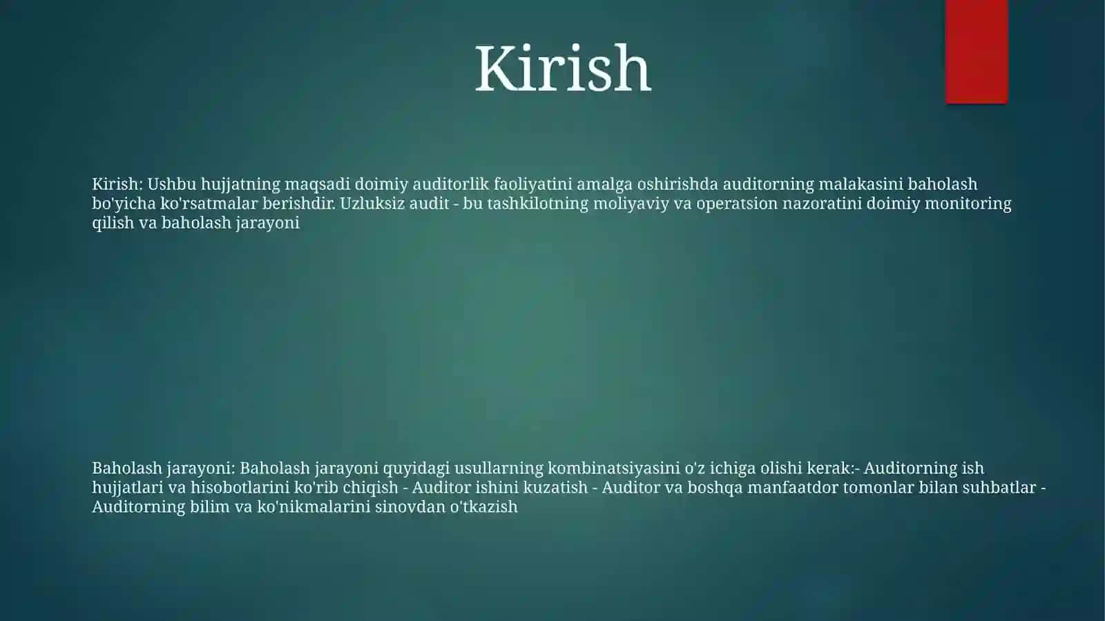 Audit O'Tkazuvchi Shaxs FaoliyatiniUzluksizliginiBaholash 2