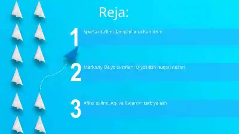 Qadimgi Yunonoston, Sparta va Afinada, Markaziy Osiyoda ta'lim va pedagogik fikrlar 2