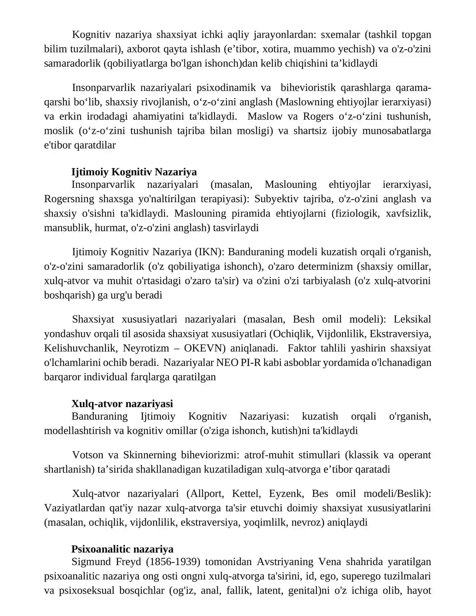 Shaxs psixologiyasining fundamental individual nazaryalari 2