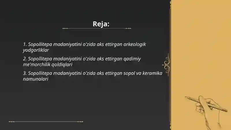 Sopollitepa madaniyatini o'zida aks ettirgan 2