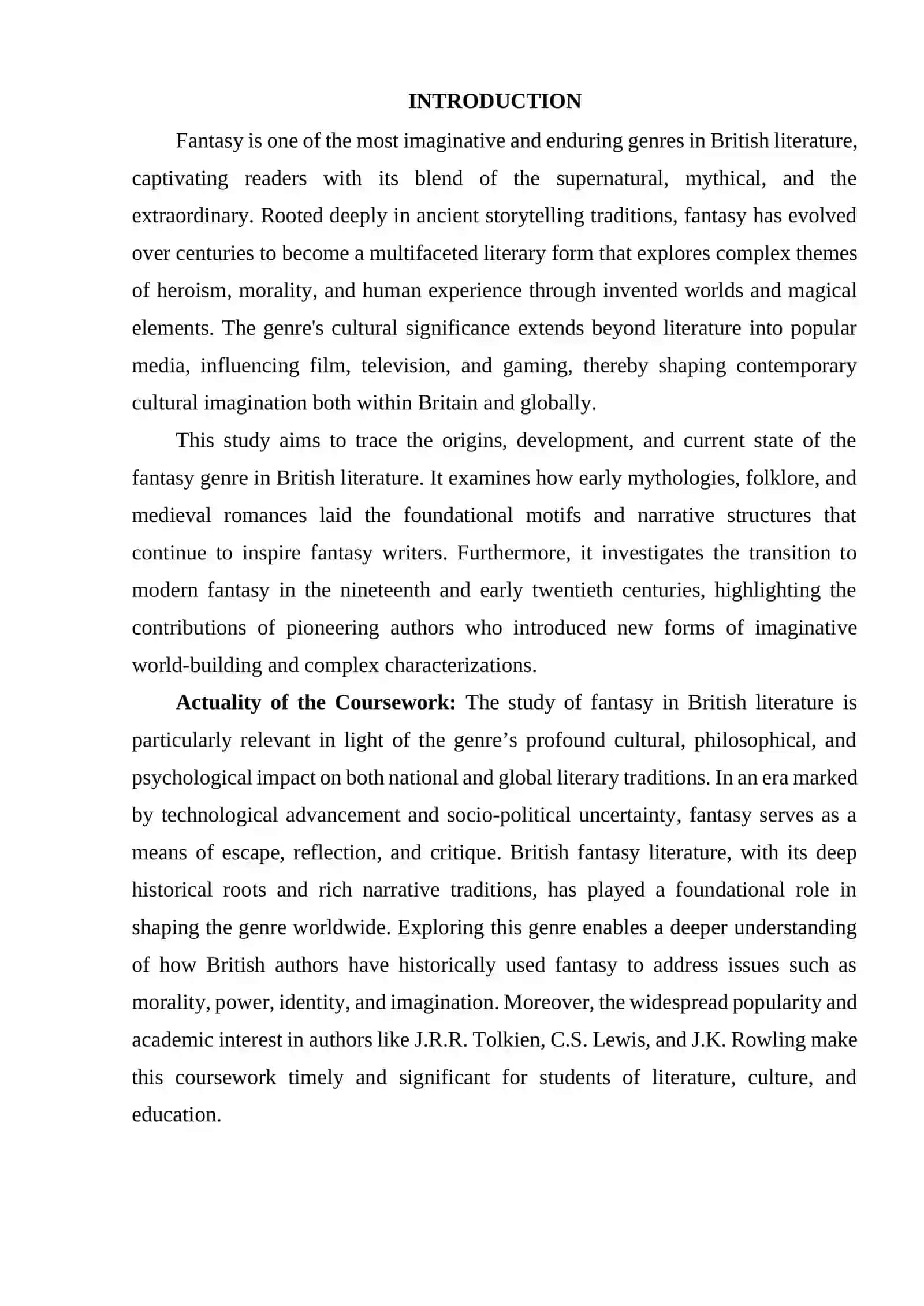 THE GENRE OF FANTASY IN BRITISH LITERATURE 2