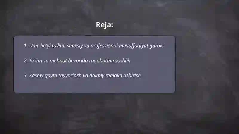 Umr bo'yi ta'lim: shaxsiy va professional muvaffaqiyat garovi 2
