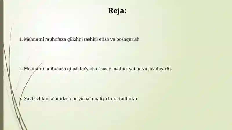 Qishloq xoʻjaligi korxonalarida mehnat muhofazasiga oid ishlarni tashkil qilish 2