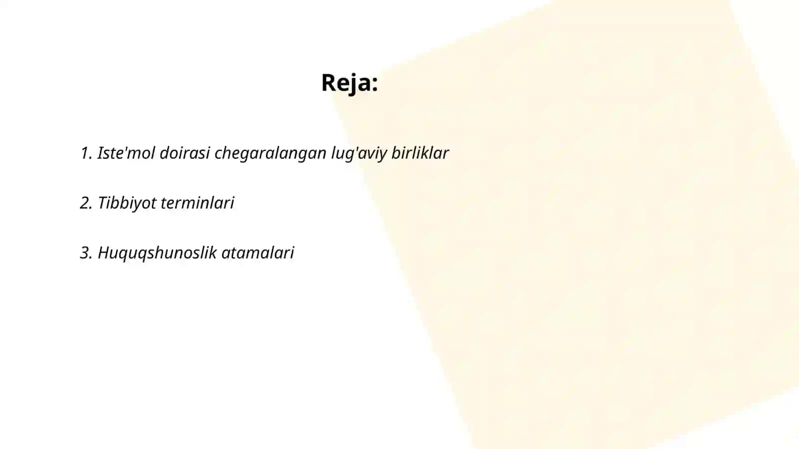 Lug'aviy birliklarning qõllanish doirasiga kõra guruhlanishi:iste'mol doirasi chegaralangan va keng iste'mol qatlami 2