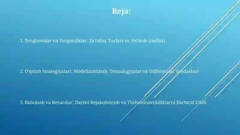 Tenglama va tengsizliklarni o'qitish metodikasi 2