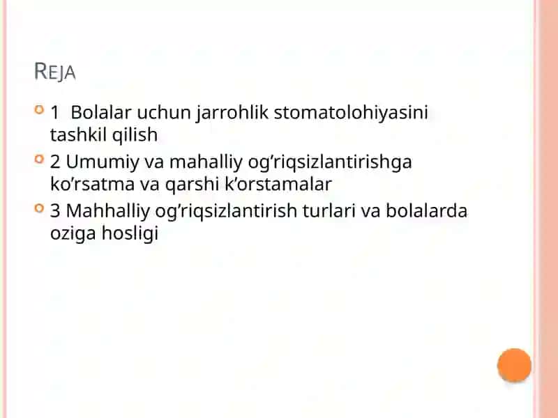 Bolalar jarrohligi stomatologiyasi sifatidan prezentatsiyasi 2