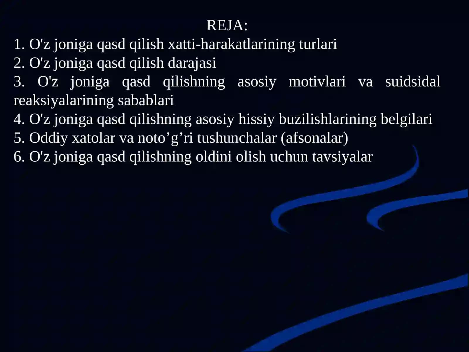 O'z joniga qasd qilish tushunchsi va uni oldini olish choralari 2