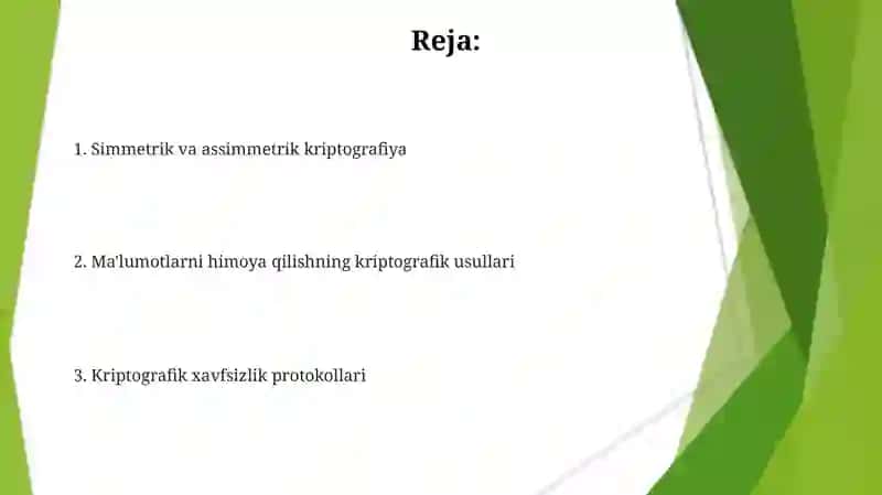 Axborotni ximoyalashning kriptografik usullari 2